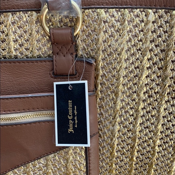 Juicy Couture Palm Springs Straw/Leather Tote NEW - Picture 4 of 15